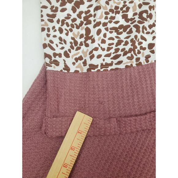 Umgee Top Plus Size 1X Mixed Leopard Print Boho Peasant Thermal Shirt 1 1XL - Picture 3 of 7